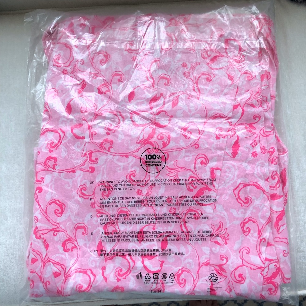 NWT Lilly Pulitzer Calina Linen Flamingle Garden Print Midi Dress Size 10 - Picture 9 of 9